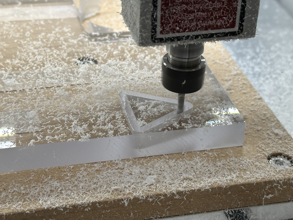 Milling a polycarbonate prism