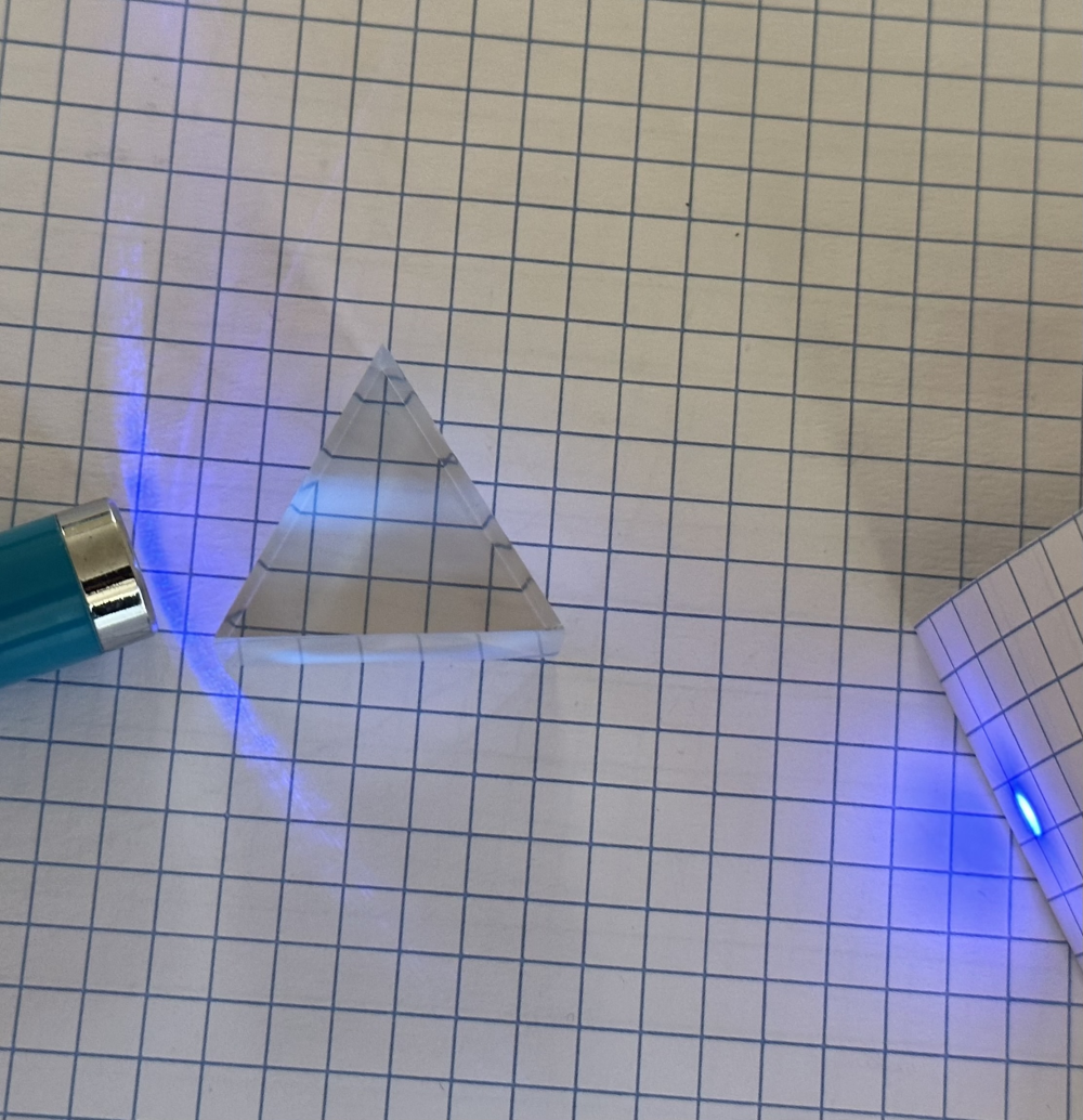 Refraction of a laser through a polycarbonate prism