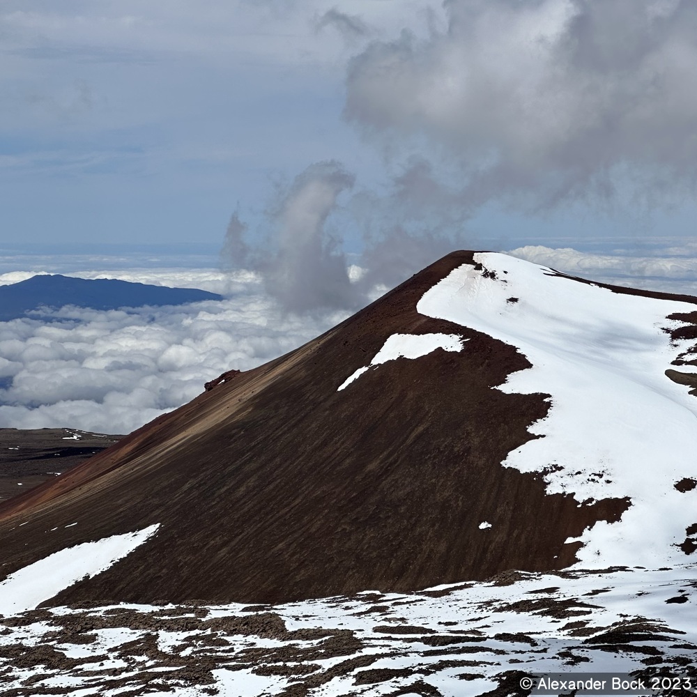 A cloudy view near the top of Mauna Kea