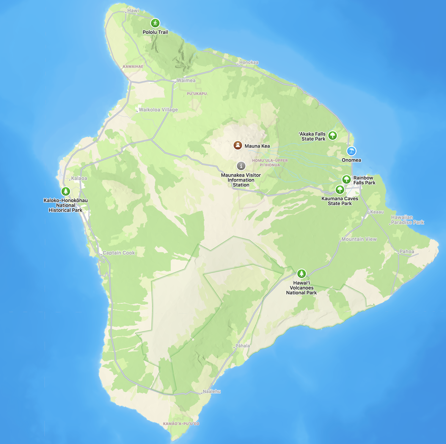 Map of Hawaii route