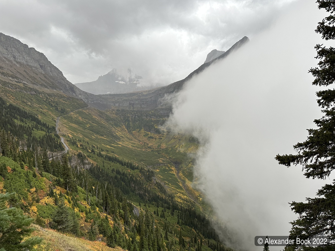 Glacier National Park with fog