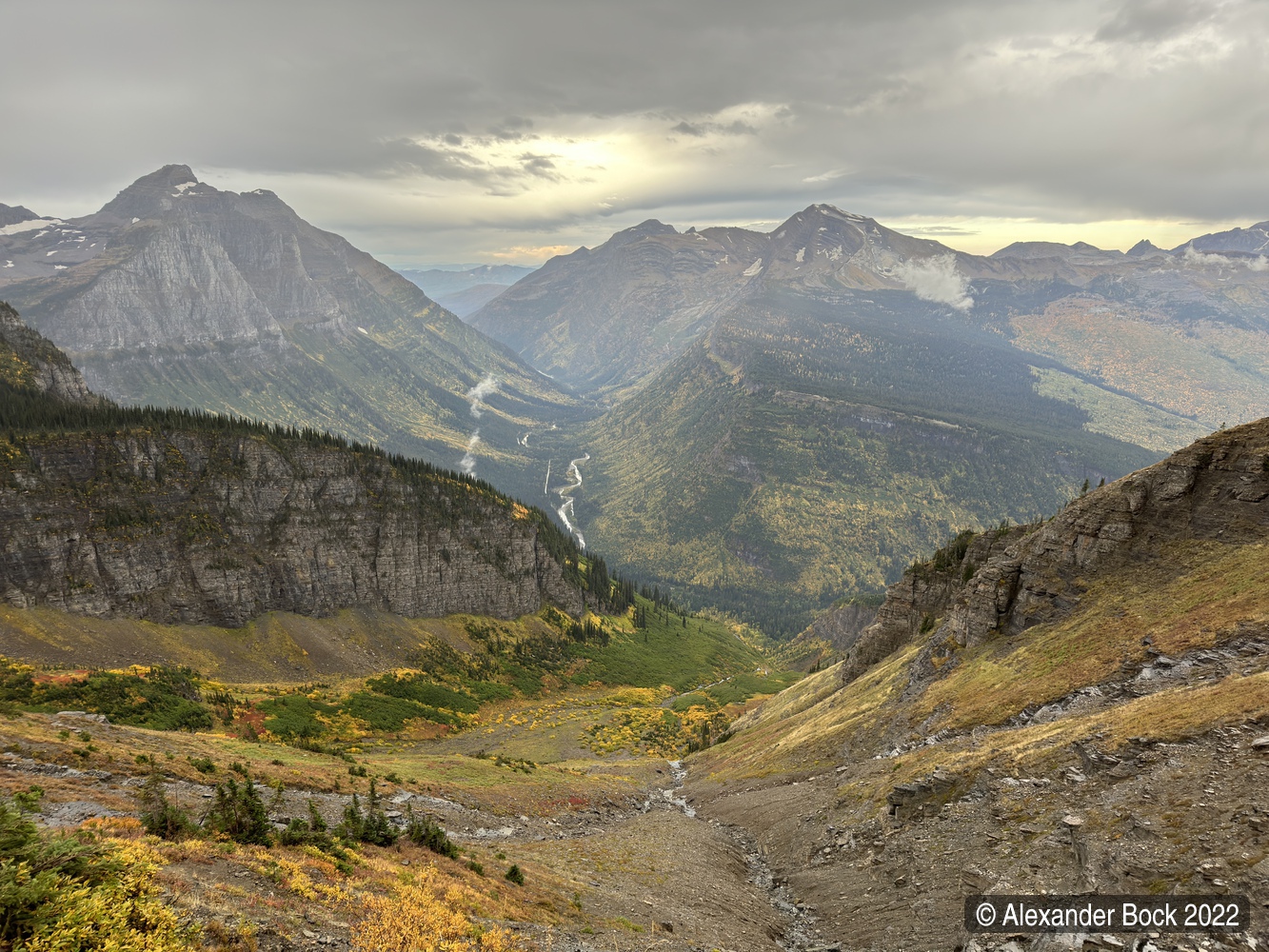 Glacier National Park view from Highline Trail in the morning